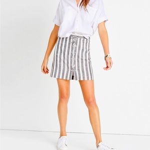 Madewell striped lace up linen/cotton mini skirt size 6 NEW